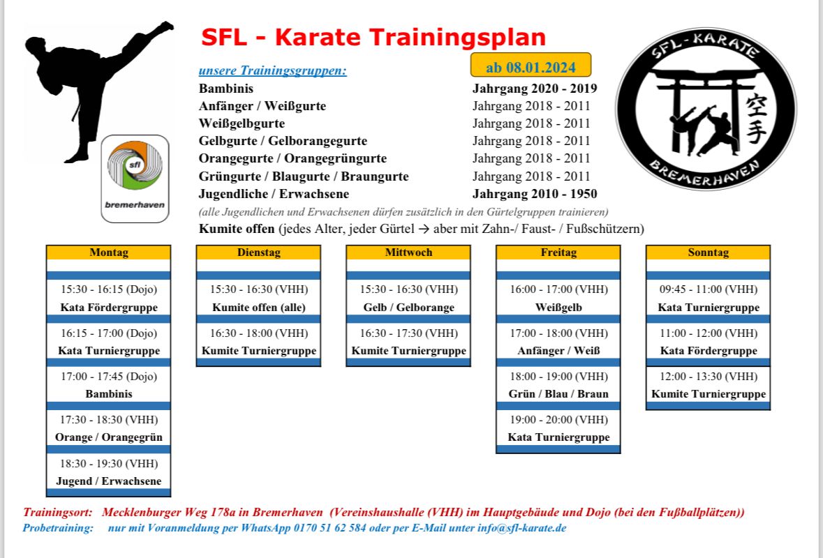 Karate Trainigsplan