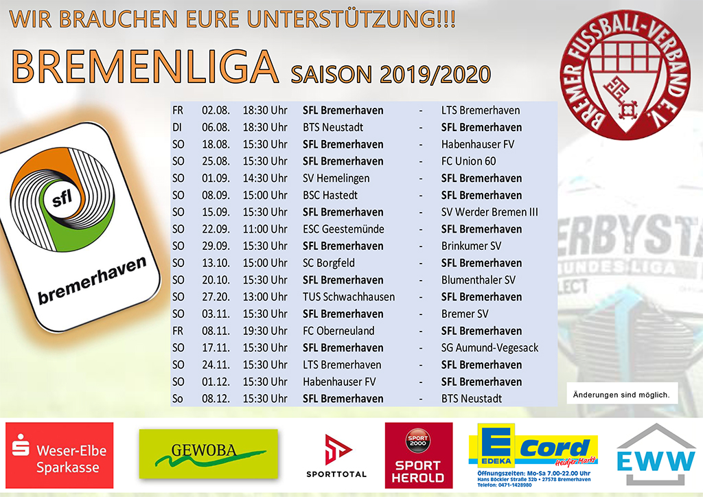 SFL Vordruck Plakat Spiele 2019 quer SFL 2019 20